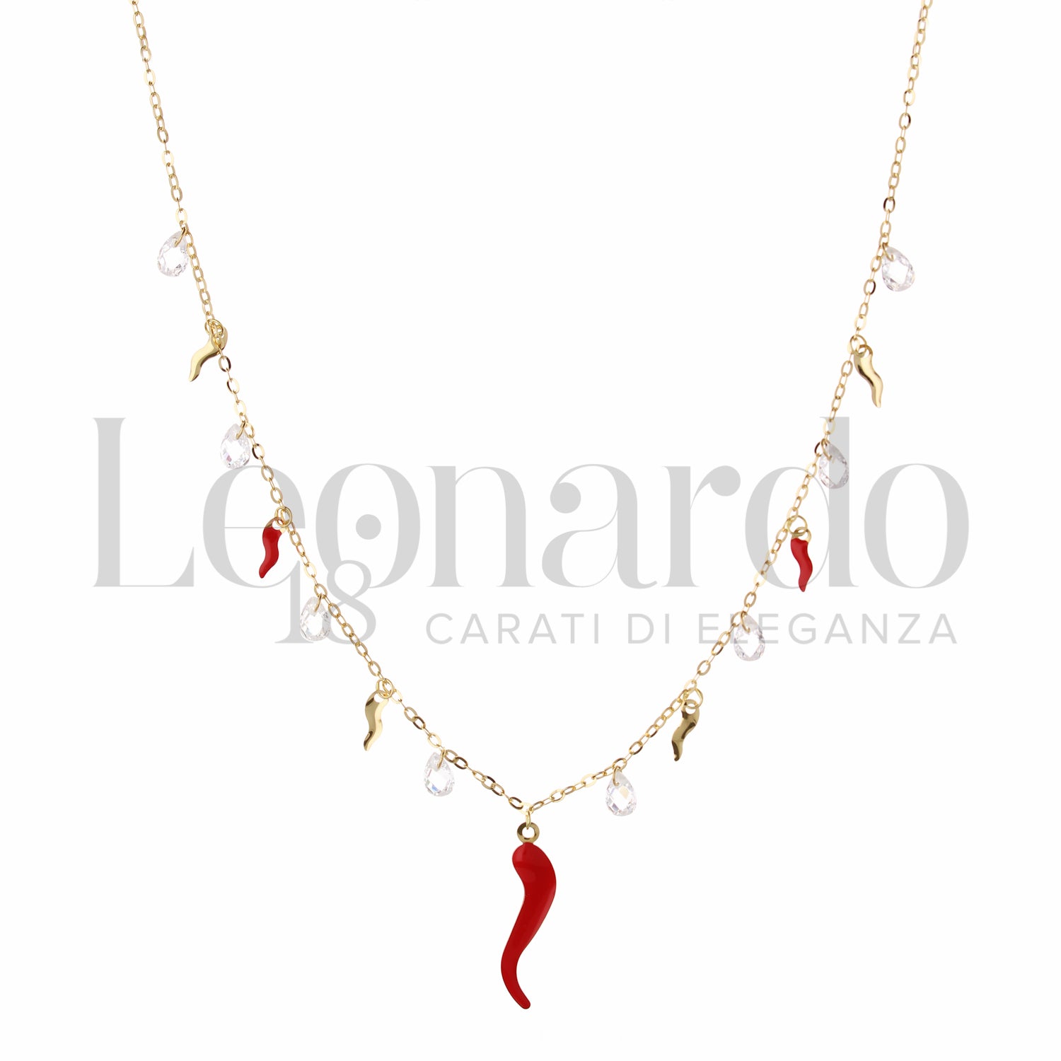 Collana con  Corni  Pendenti da Donna in Oro 18 Carati