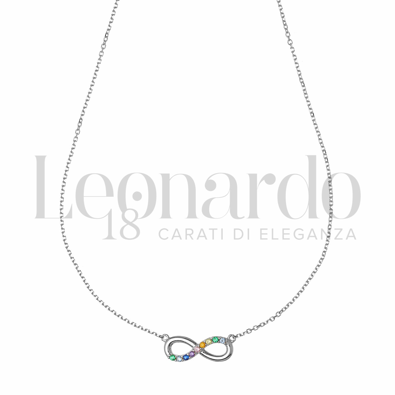 Collana Infinito Rainbow da Donna in Oro 18 Carati